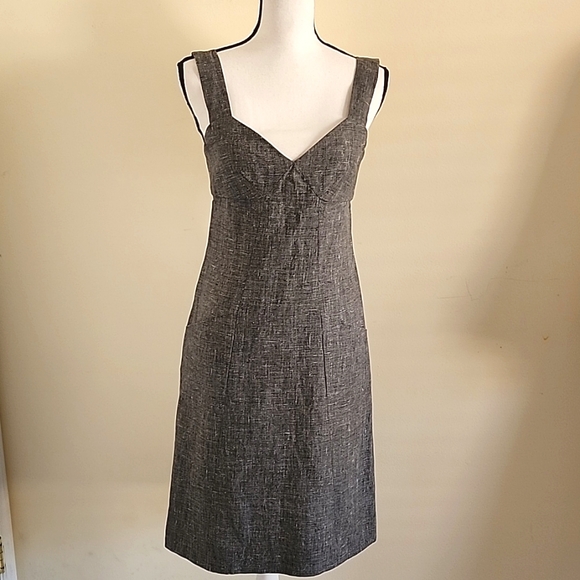 SOLD! Chanel 2Pc Smoke Gray Dress Peplum Jacket Suit Linen CC Buttons FR 36 US 4 - Picture 3 of 16